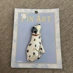 NEW but Rare Vintage 80's By Ganz Pin Art Brooch Ceramic Dog Painted Pin
